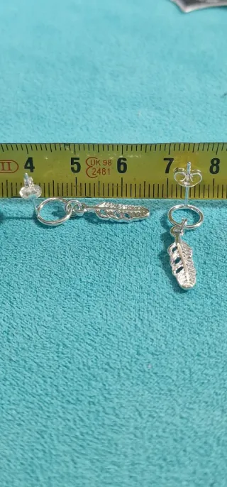 Pendientes de Plata 925, "Pluma de ave" (2 gr)