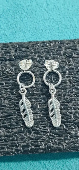 Pendientes de Plata 925, "Pluma de ave" (2 gr)