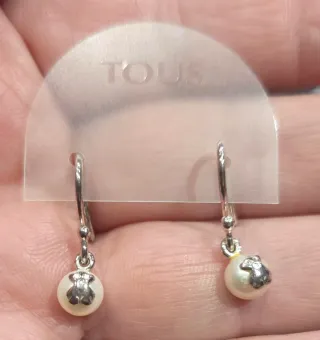 Pendientes Tous Oso Perla Plata
