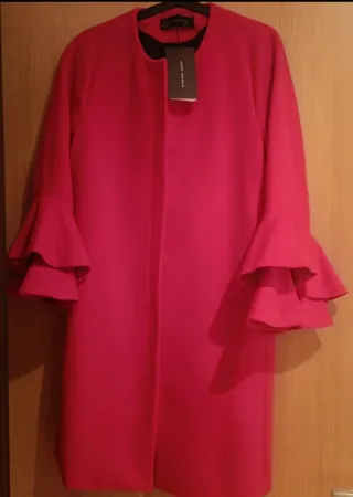 Abrigo Zara Rojo Mujer Talla M
