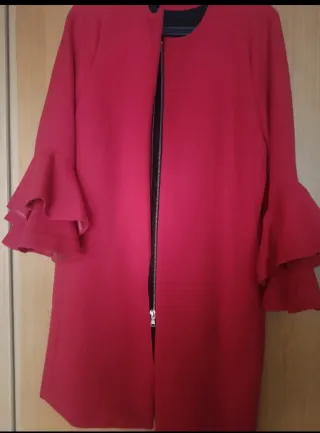 Abrigo Zara Rojo Mujer Talla M