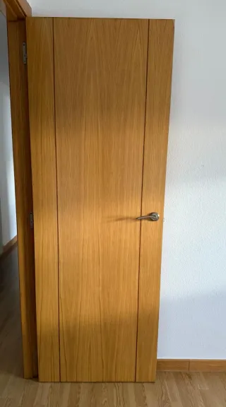 7 puertas de madera y de cristal.