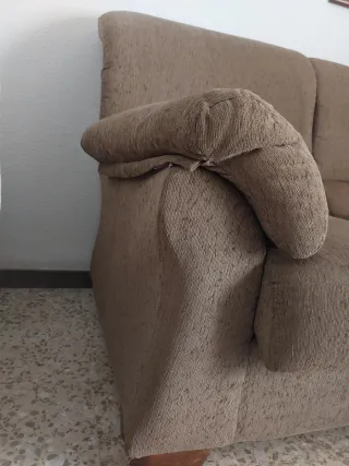 Sofá de 2 plazas tela beige/marrón