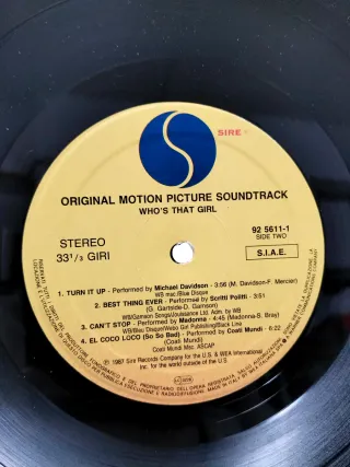 Madonna "Who's That Girl" LP Original Soundtrack