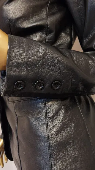 Americana Piel Negra Blanco Talla XS