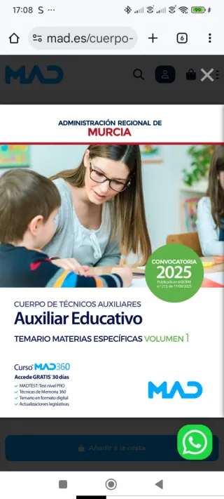 Temario MAD Técnico Auxiliar Educativo CARM