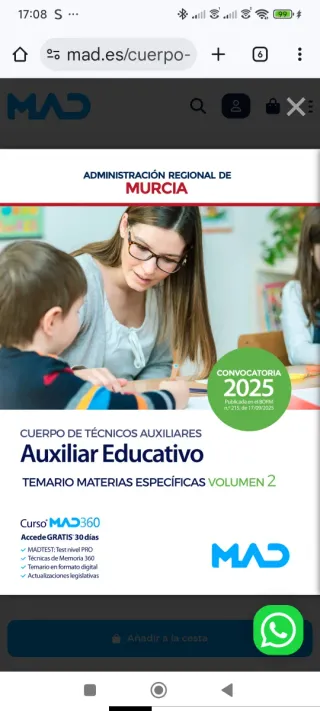 Temario MAD Técnico Auxiliar Educativo CARM