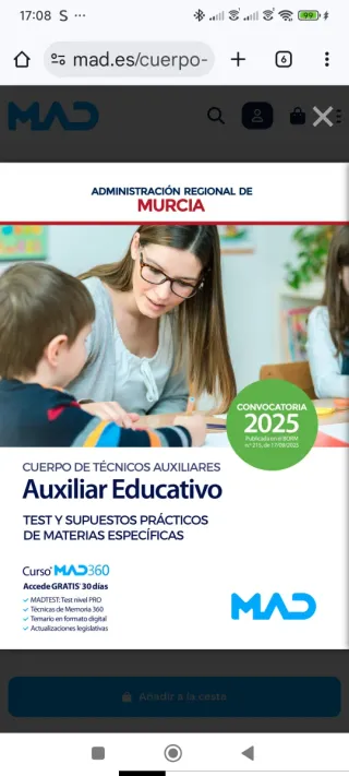 Temario MAD Técnico Auxiliar Educativo CARM
