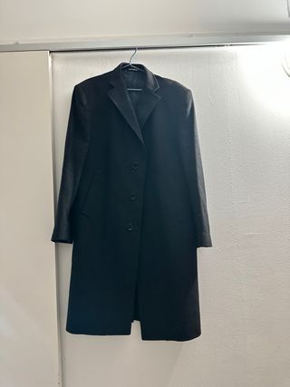 Abrigo largo hombre negro gris