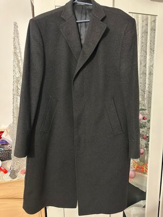 Abrigo largo hombre negro gris