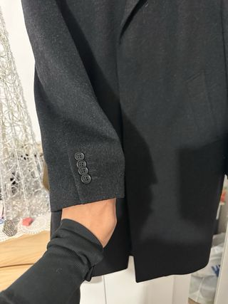 Abrigo largo hombre negro gris