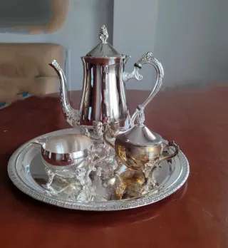 Juego Cafetera Lechera Alpaca