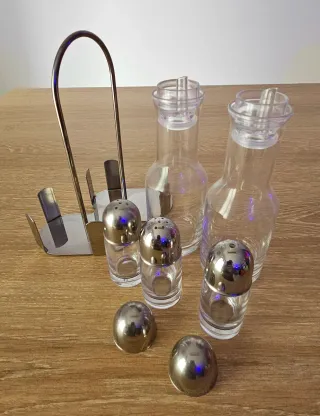 Set Portacondimenti Vetro Acciaio