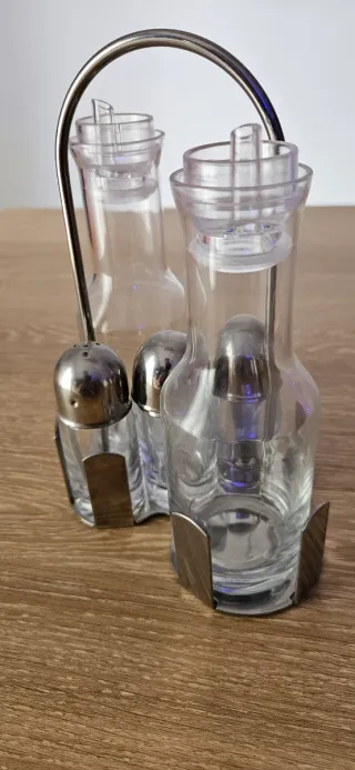 Set Portacondimenti Vetro Acciaio