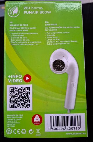 Secador de pelo ZIU home FUNAIR 800W