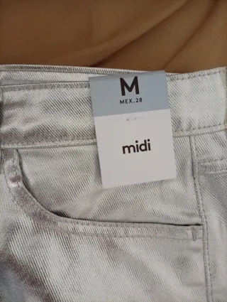 Falda midi Lefties plateada talla M