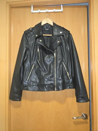 Cazadora Biker Negra Mujer