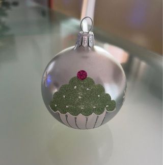 Pallina Natale Argento Cupcake Glitter
