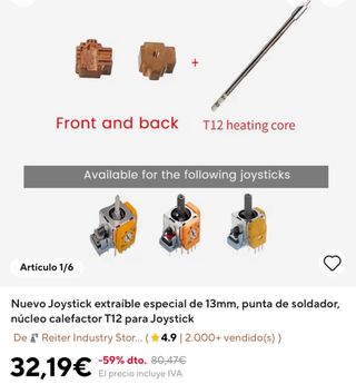 Punta Soldador T12 Joystick PS4/PS5