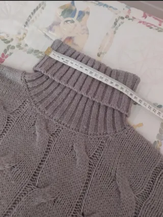 Jersey mujer cuello vuelto gris