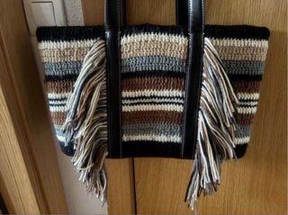 Bolso Zara tejido rayas flecos