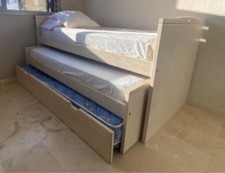 Cama nido madera blanca 3 plazas