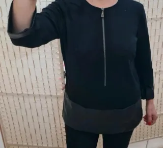 Blusa Luisa Spagnoli in viscosa ed ecopelle