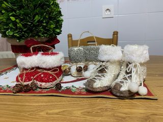 Adornos Navideños Botitas Rojas y Blancas