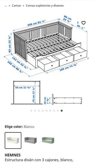 Diván Blanco Ikea con Cajones