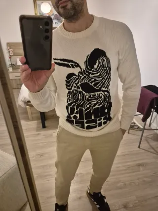 Jersey blanco estampado talla M