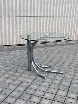 Mesa italiana vintage cristal y metal