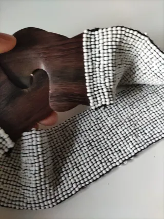 Cinturón de abalorios blanco y marrón