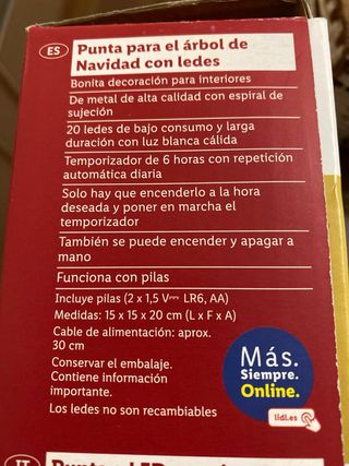 Punta Árbol Navidad LED Livarno Home