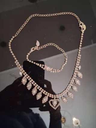 Set Collana e Bracciale Strass Argento