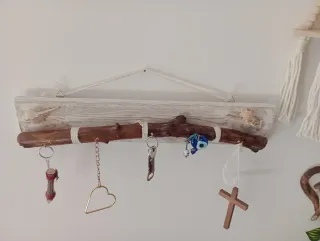 Portagioie shabby chic legno e conchiglie