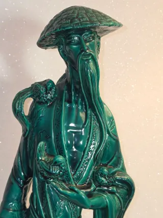 ESTATUA  de Malaquita Hombre Sabio