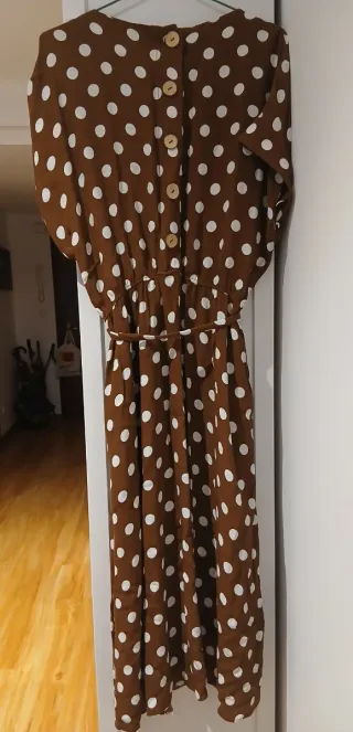 Vestido Mango lunares marrón talla L