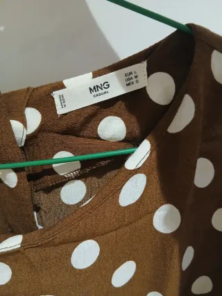 Vestido Mango lunares marrón talla L