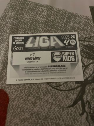 Cromo Super Kids Diego López Valencia CF