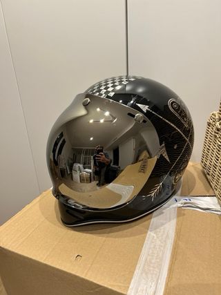 Casco Premier Integral Gráfico Negro/Plata. Talla