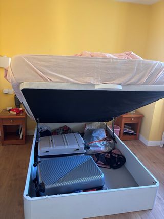 Cama Canapé Doble Blanca, colchón incluido