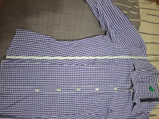 Camisa Benetton cuadros morado y blanco