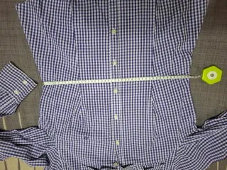 Camisa Benetton cuadros morado y blanco
