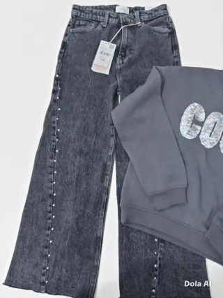 Conjunto niña: vaquero y sudadera