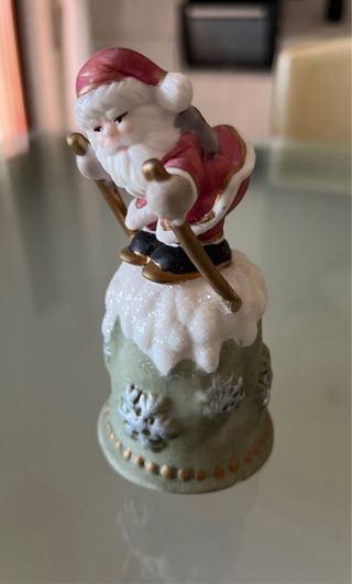 Campana Babbo Natale Sciatore Ceramica