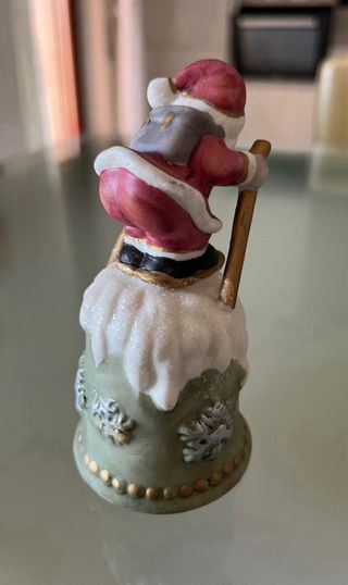 Campana Babbo Natale Sciatore Ceramica