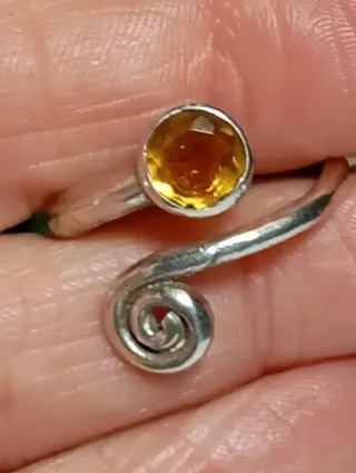 Anillo Plata Ley Ajustable Piedra cítrino