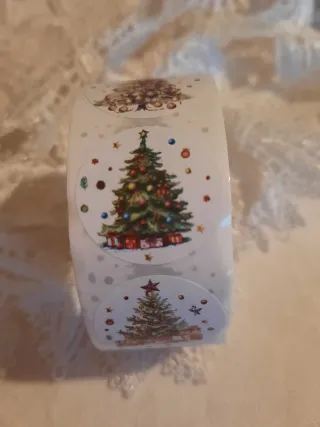 Rolo 500 etiquetas Natal pinheiro presente