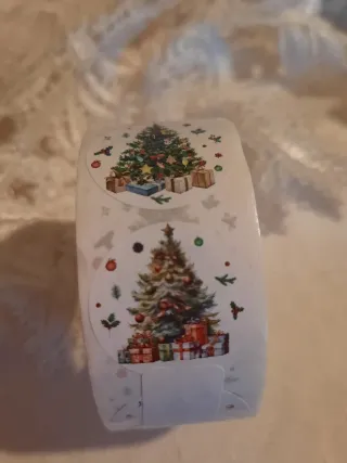 Rolo 500 etiquetas Natal pinheiro presente