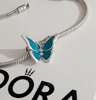 Charm Farfalla Pandora Blu/Argento